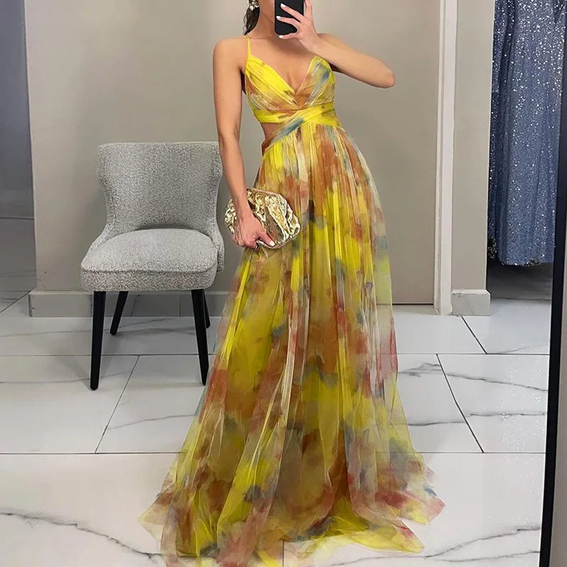 Giselle - Encantador vestido maxi con estampado floral