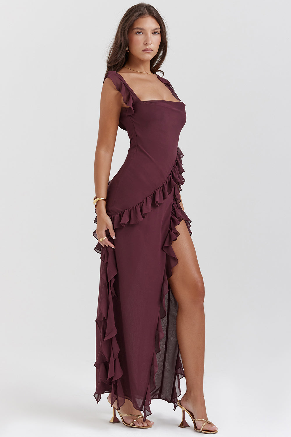 Arielle™ | Vestido maxi Arielle con volantes