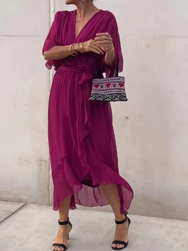 Vestido Bella — Gasa, Elegancia y Escote en V