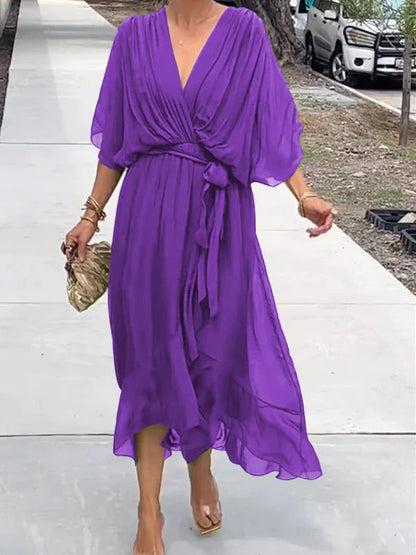 Vestido Bella — Gasa, Elegancia y Escote en V