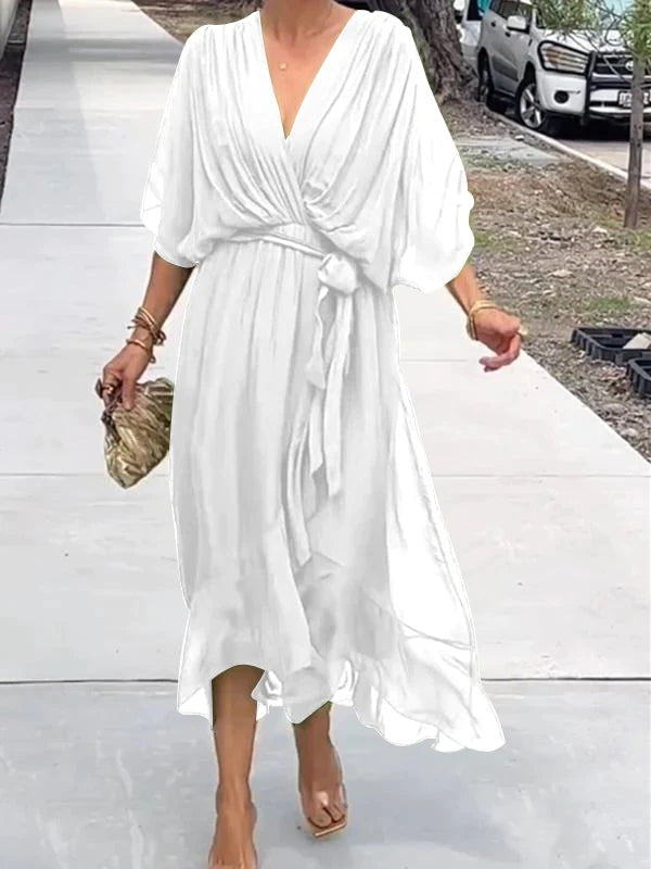 Vestido Bella — Gasa, Elegancia y Escote en V