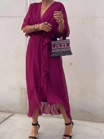 Vestido Bella — Gasa, Elegancia y Escote en V