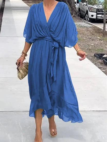 Vestido Bella — Gasa, Elegancia y Escote en V