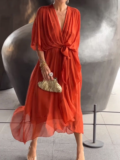 Vestido Bella — Gasa, Elegancia y Escote en V