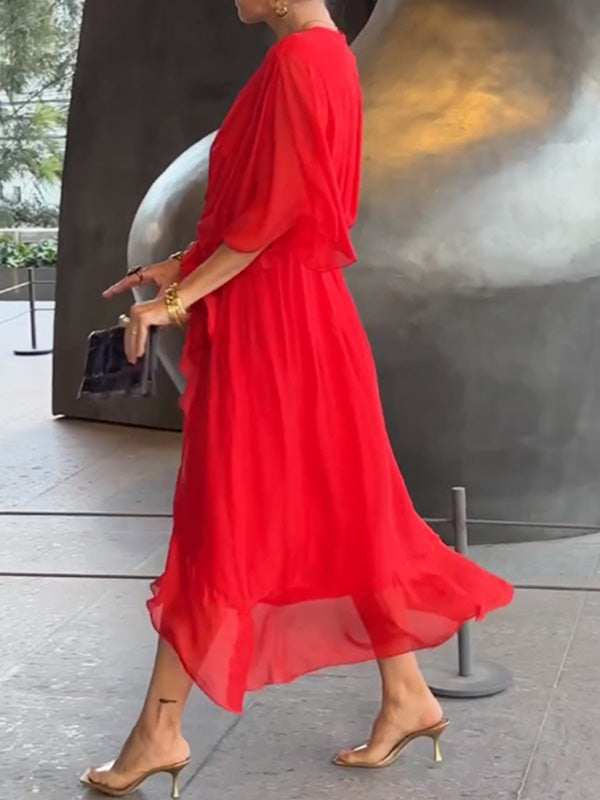 Vestido Bella — Gasa, Elegancia y Escote en V