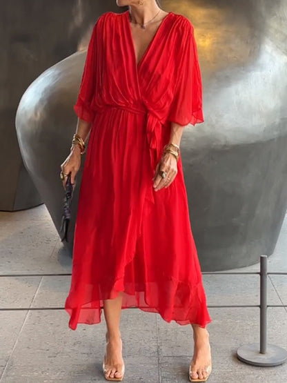 Vestido Bella — Gasa, Elegancia y Escote en V