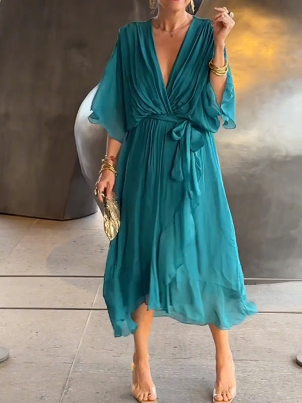 Vestido Bella — Gasa, Elegancia y Escote en V