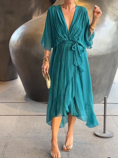 Vestido Bella — Gasa, Elegancia y Escote en V