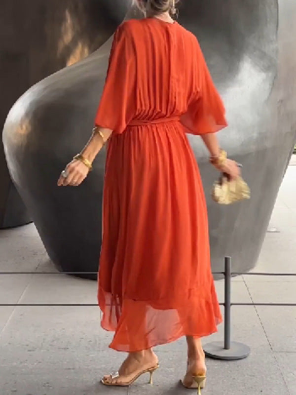 Vestido Bella — Gasa, Elegancia y Escote en V