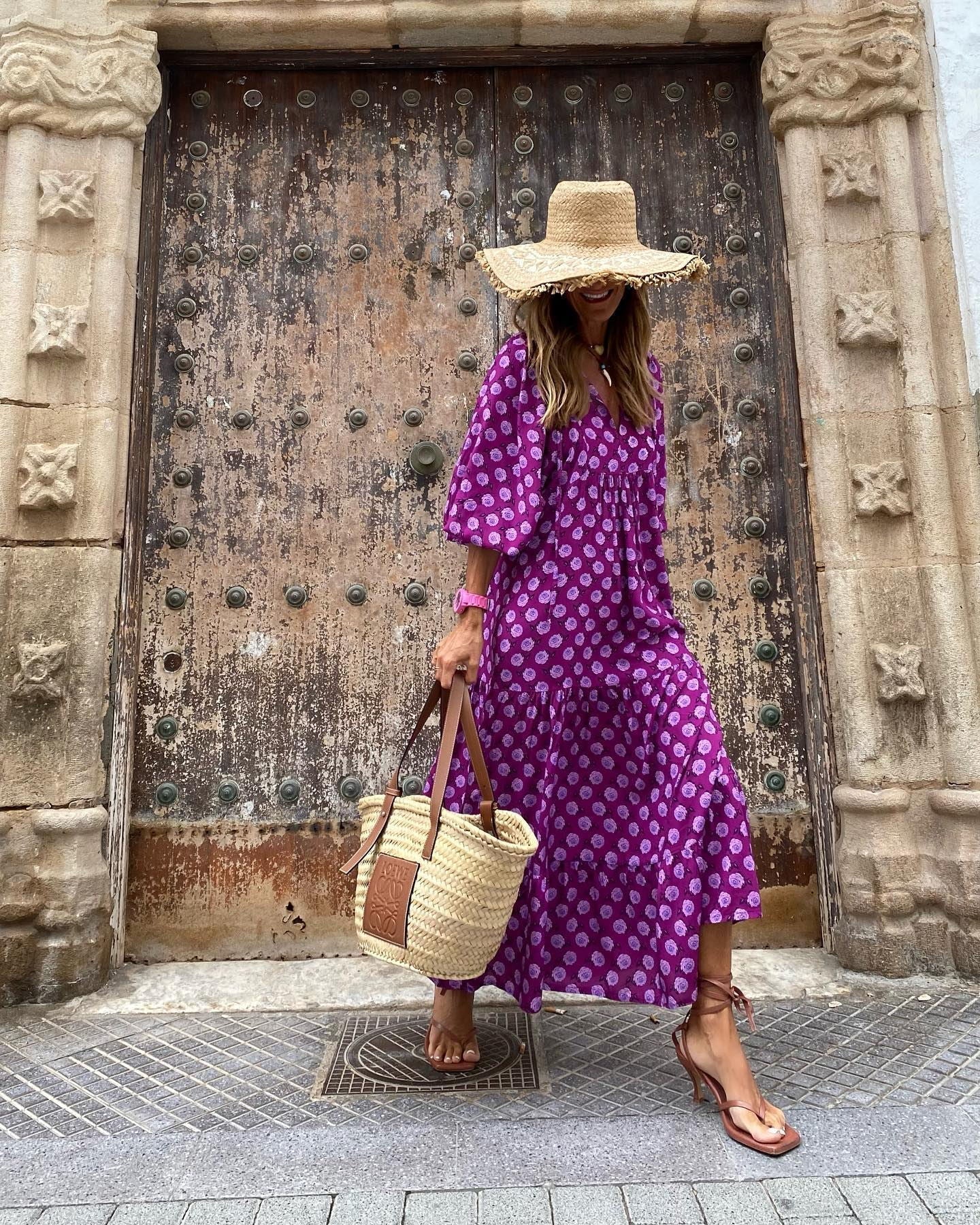 Vestido Midi Escalonado de Manga Abullonada – Tiempo Fabuloso María