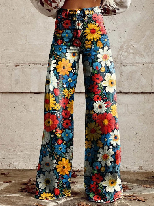 Pantalones Florales Confort-Parte Ancha