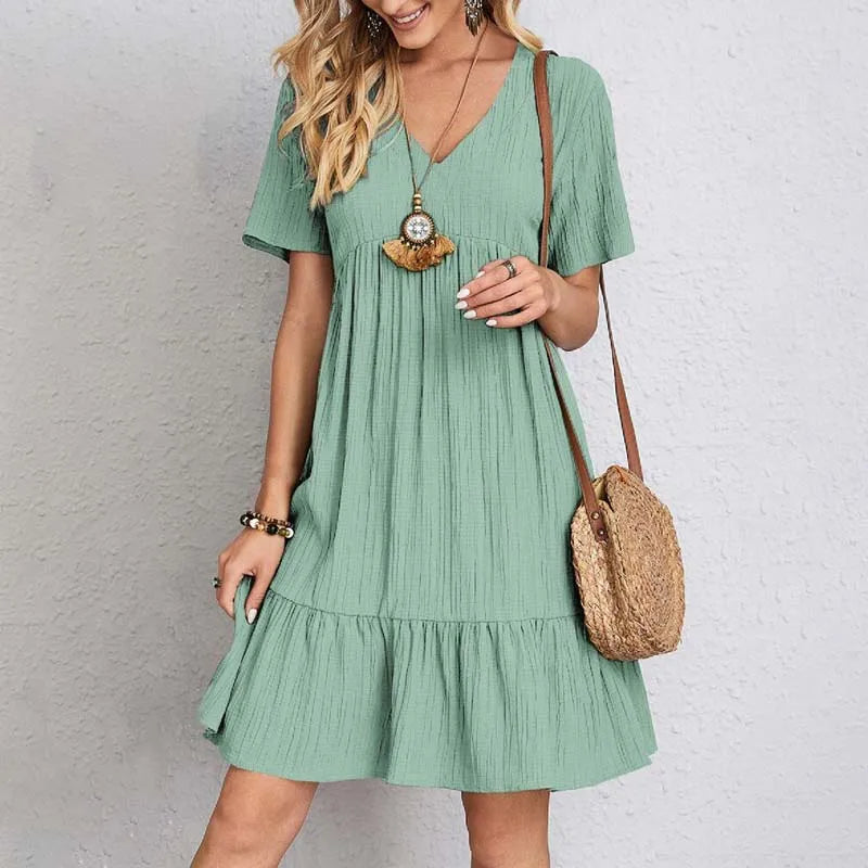Carmen – Vestido de Verano Ligero con Volante en el Bajo