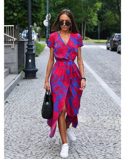Alina – Vestido Midi Cruzado con Estampado Floral