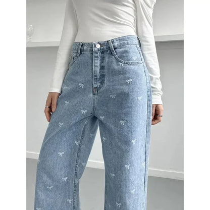 Pantalón Valeria – Vaquero Ancho de Cintura Alta con Lazo Chic 🎀
