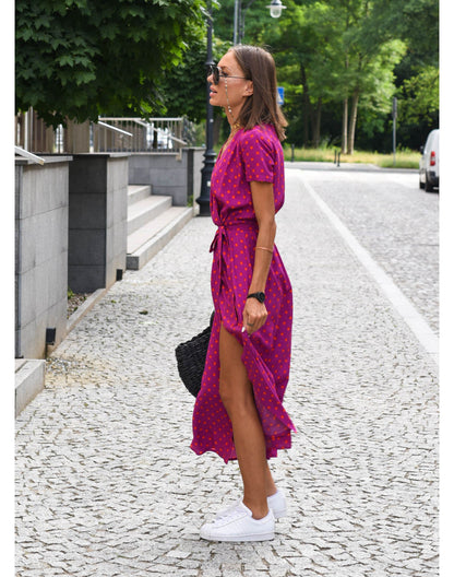 Alina – Vestido Midi Cruzado con Estampado Floral