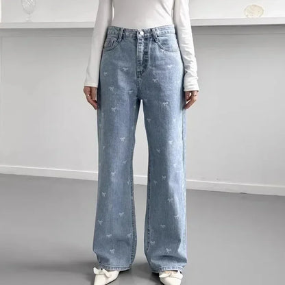 Pantalón Valeria – Vaquero Ancho de Cintura Alta con Lazo Chic 🎀