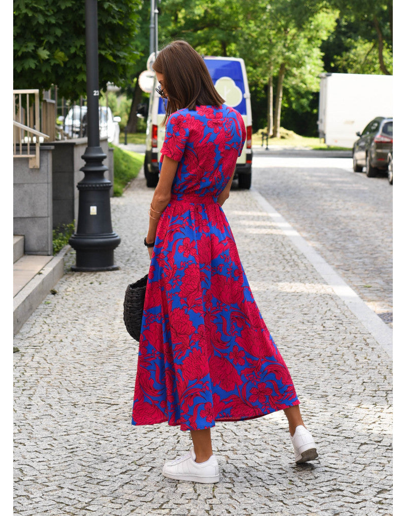 Alina – Vestido Midi Cruzado con Estampado Floral