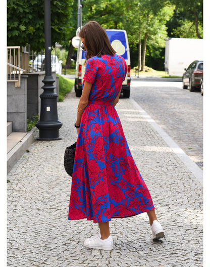 Alina – Vestido Midi Cruzado con Estampado Floral