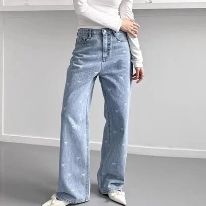 Pantalón Valeria – Vaquero Ancho de Cintura Alta con Lazo Chic 🎀