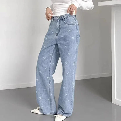 Pantalón Valeria – Vaquero Ancho de Cintura Alta con Lazo Chic 🎀