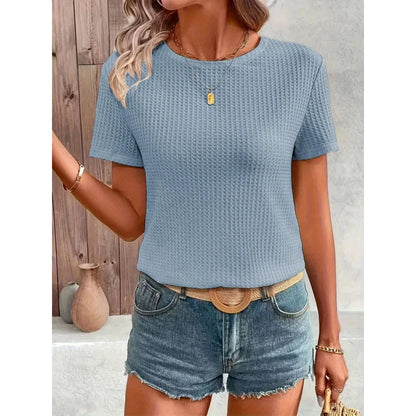 Top Camila – Tejido Suelto con Encaje y Manga Corta