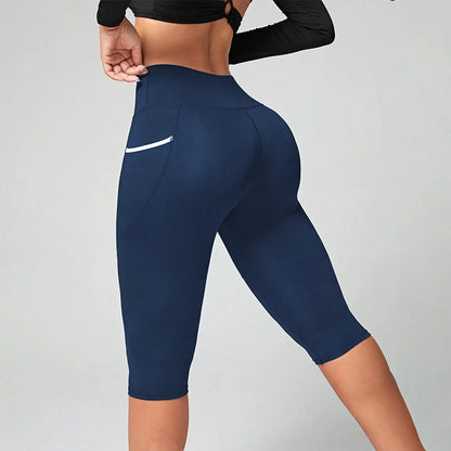 Leggings Capri de Yoga Mujer con Cintura Alta y Bolsillos – Control Abdomen