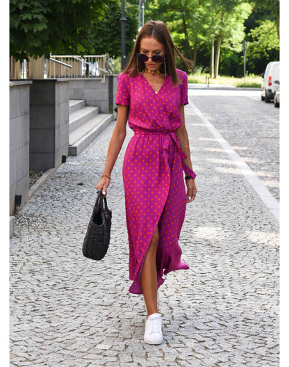 Alina – Vestido Midi Cruzado con Estampado Floral