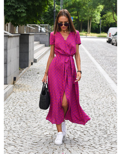 Alina – Vestido Midi Cruzado con Estampado Floral