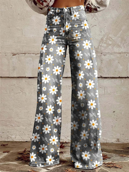 Pantalones Florales Confort-Parte Ancha