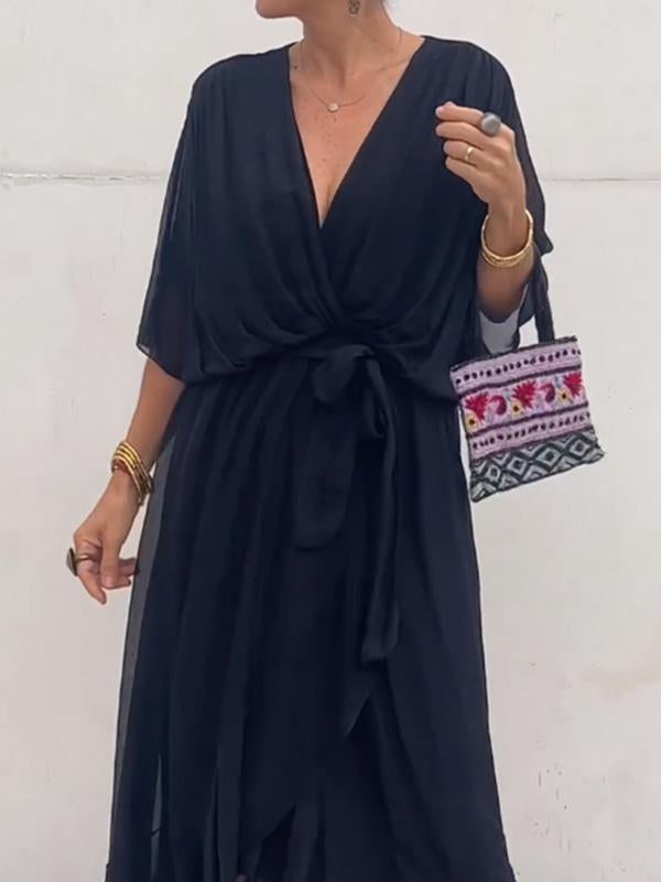 Vestido Bella — Gasa, Elegancia y Escote en V