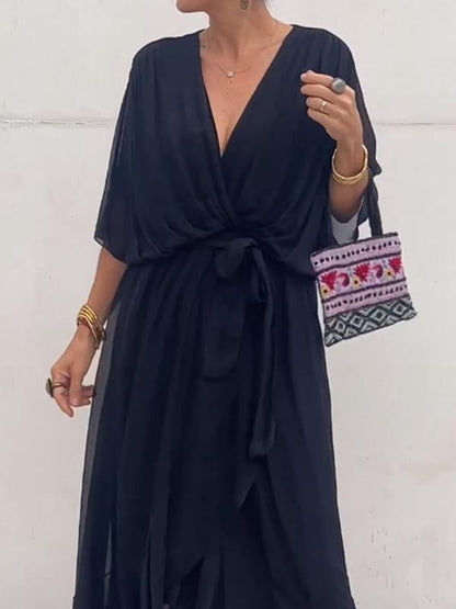 Vestido Bella — Gasa, Elegancia y Escote en V