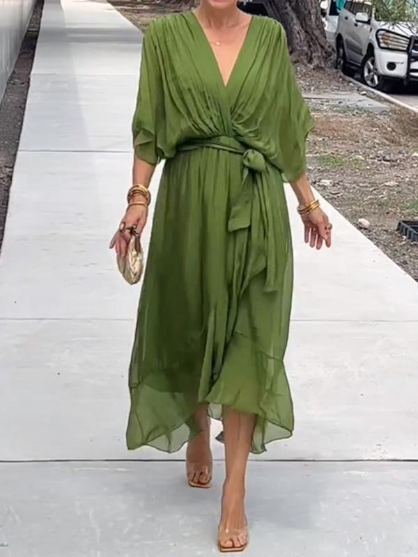 Vestido Bella — Gasa, Elegancia y Escote en V