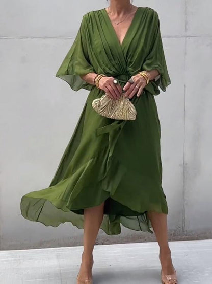 Vestido Bella — Gasa, Elegancia y Escote en V