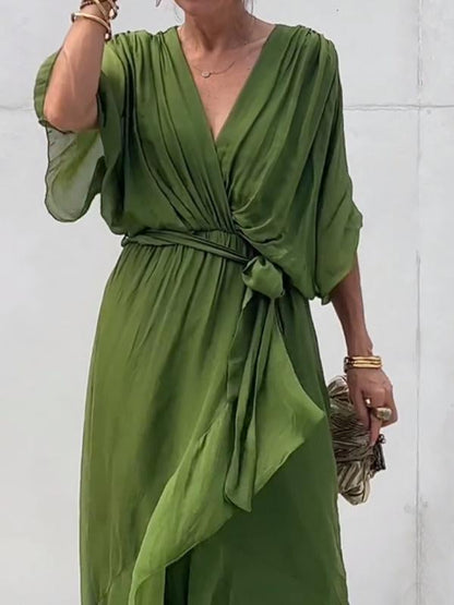Vestido Bella — Gasa, Elegancia y Escote en V